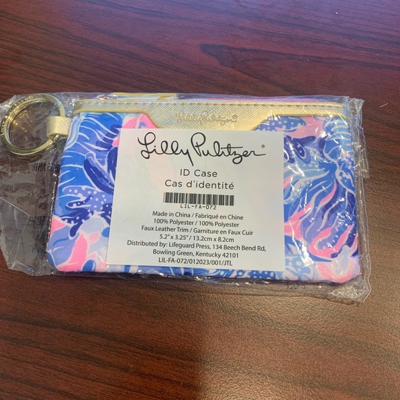 Lilly Pulitzer Accessories - Lilly Pulitzer Blue and Pink ID Case with Keyring